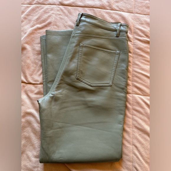 Aritzia Wilfred Meilna Cropped Vegan Leather Pant Sage Green Sz 6 - Picture 9 of 10